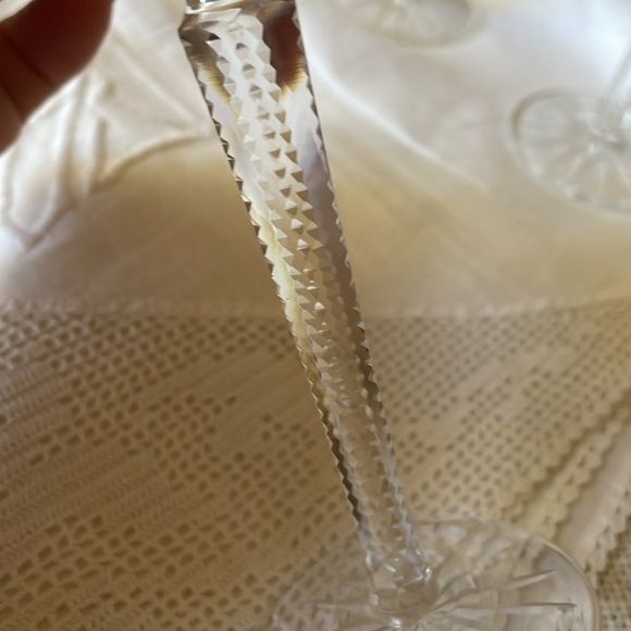 Vintage mid century set of 3 cut crystal ruby red to clear cordials footed - Picture 6 of 9